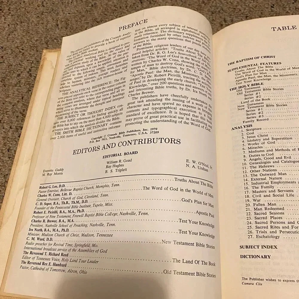 Vintage Holy Bible Analytical Edition Crusade Publisher inc 1970 Thick Book 598P